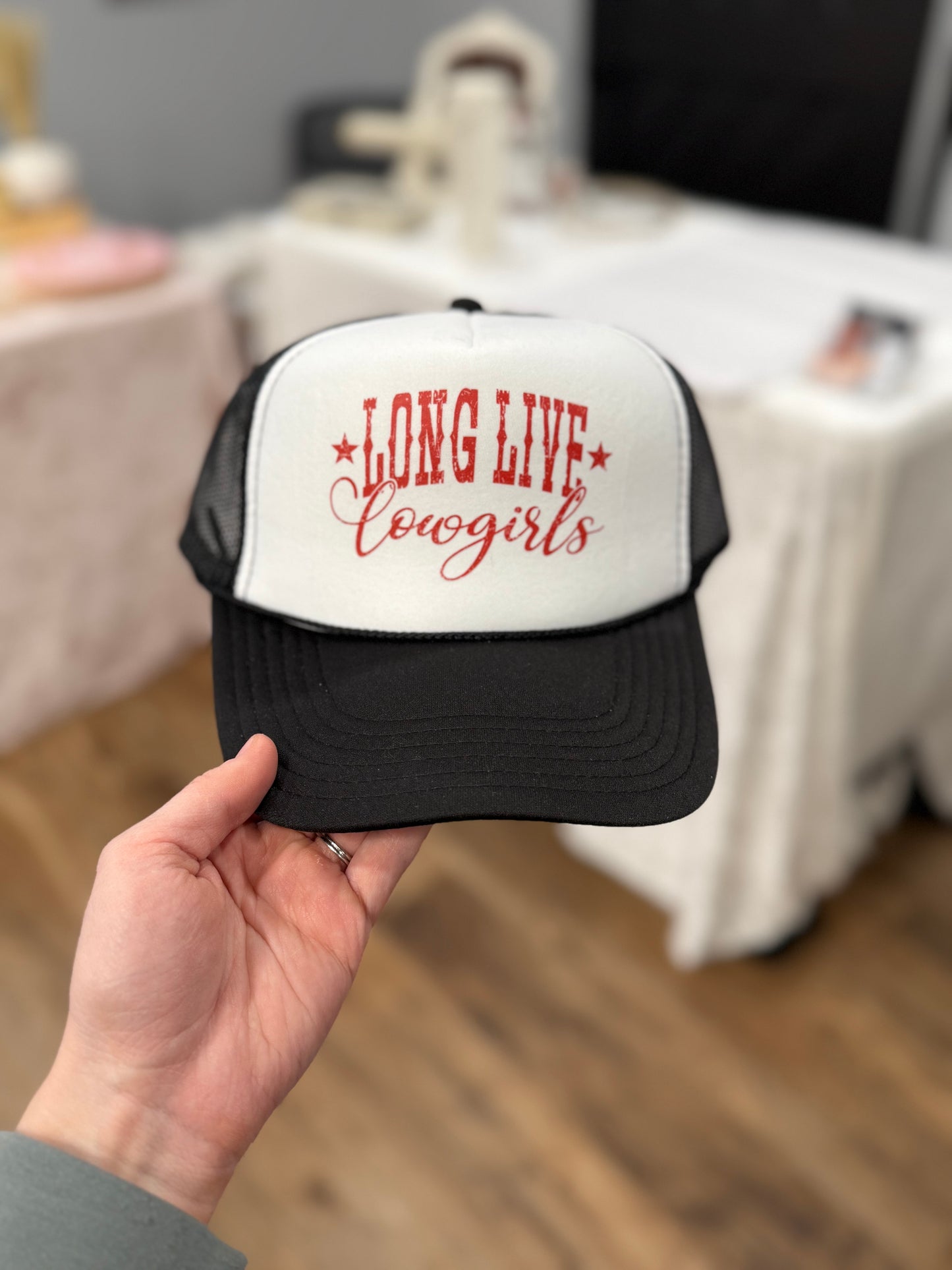 Black Long Live Cowgirls Trucker Hat