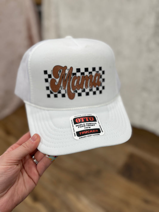 White/Brown MAMA Trucker Hat
