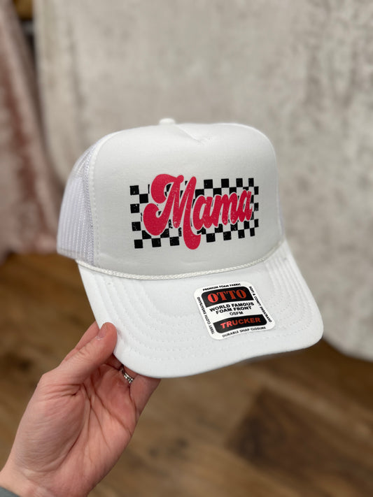 White/Pink MAMA Trucker Hat