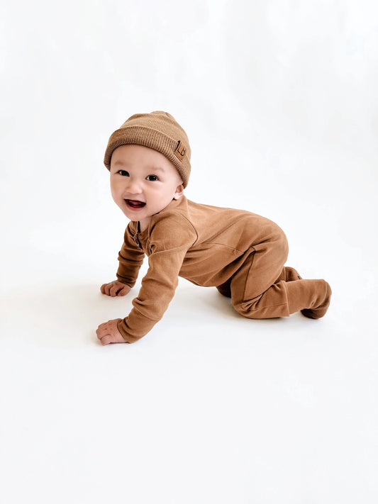 Little Bipsy 2-Way Zip Romper - Caramel