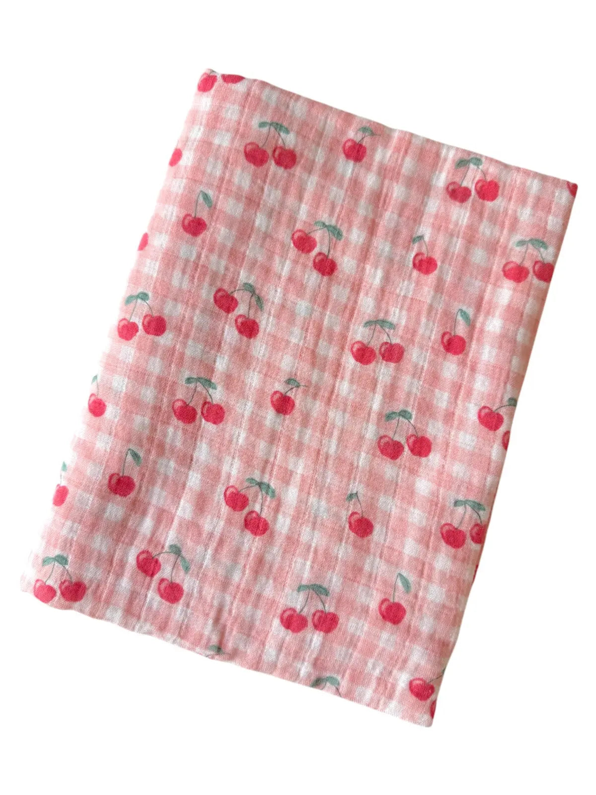 Gingham Cherries Muslin Swaddle