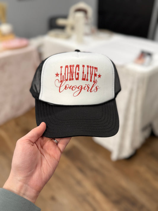 Black Long Live Cowgirls Trucker Hat