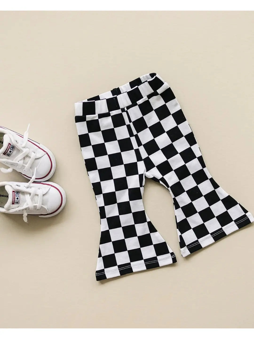 Black Checkered Flare Pants