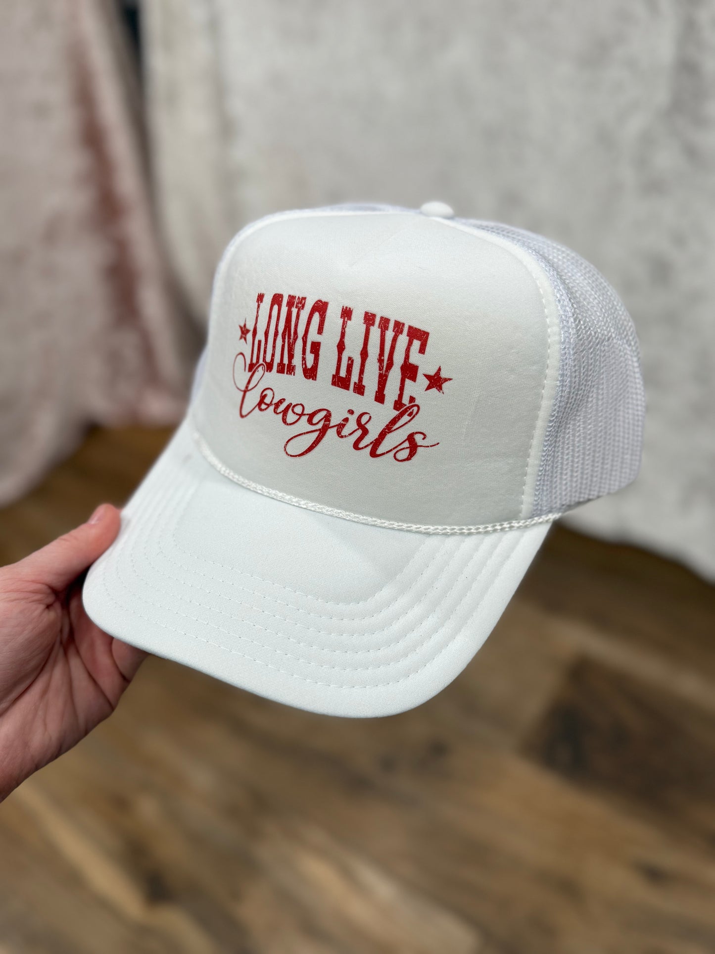White Long Live Cowgirls Trucker Hat